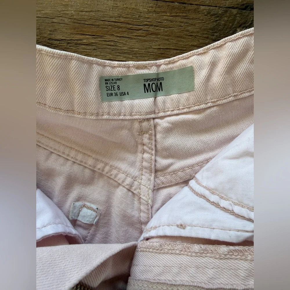 Topshop Light‎ Pink Frayed Jean Shorts